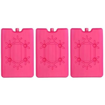 Koelelement plat - 3x - roze - 200 ml - 11 x 16 cm - koeltas/koelbox element