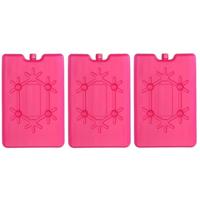 Koelelement plat - 3x - roze - 200 ml - 11 x 16 cm - koeltas/koelbox element