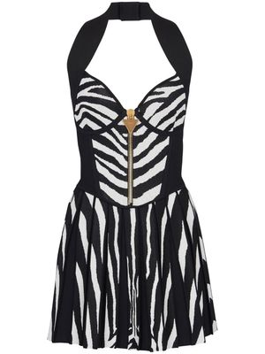 Balmain robe à motif zébré - Noir