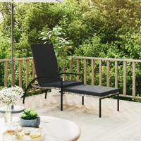 Ligbed met voetensteun polyetheen rattan grijs - thumbnail