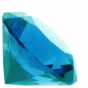 Turquoise blauwe nep diamant 4 cm van glas