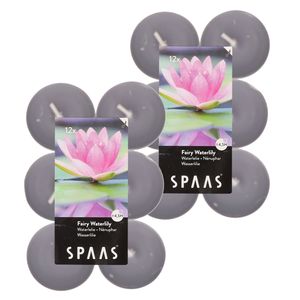 24x Geurtheelichtjes Fairy Waterlily/grijs 4,5 branduren