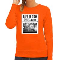 Koningsdag sweater voor dames - vintage poster - oranje - oranje feestkleding