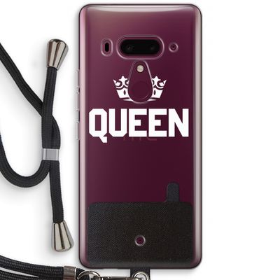 Queen zwart: HTC U12+ Transparant Hoesje met koord