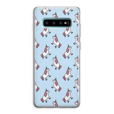Eenhoorns overal: Samsung Galaxy S10 Plus Transparant Hoesje
