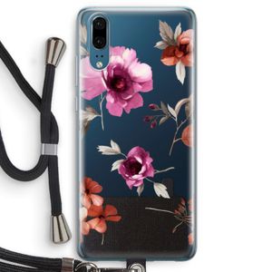 Geschilderde bloemen: Huawei P20 Transparant Hoesje met koord