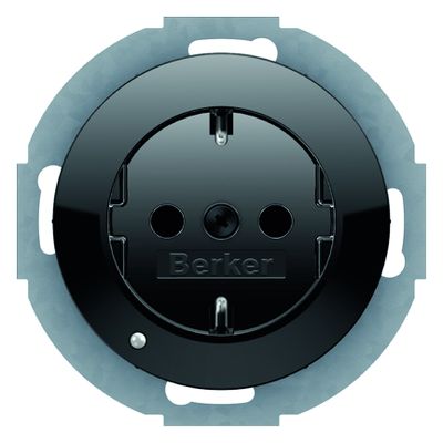Berker wandcontactdoos randaarde met LED orientatielamp R1-R3 zwart 41092045