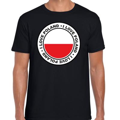 Verkleed T-shirt voor heren - I love Polen - zwart - voetbal supporter - themafeest Verkleed T-shirt voor heren - I love Polen - zwart - voetbal supporter - themafeest
