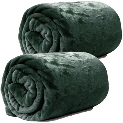 Enzo Fleece deken/plaid - 2x - dennen groen - polyester - 130 x 180 cm