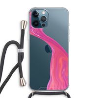 Paarse stroom: iPhone 12 Pro Max Transparant Hoesje met koord