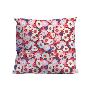 Kussen Bed of Flowers Red 60x40cm. 100% Cotton Hoes