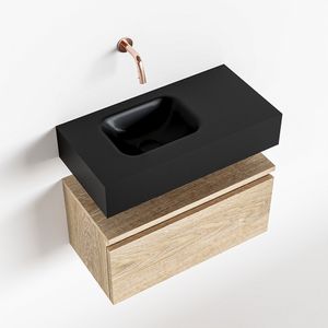Toiletmeubel Mondiaz Andor | 60 cm | Meubelkleur Washed oak | Lex vrijhangend wastafel Urban Links | Zonder kraangat