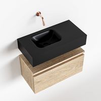 Toiletmeubel Mondiaz Andor | 60 cm | Meubelkleur Washed oak | Lex vrijhangend wastafel Urban Links | Zonder kraangat