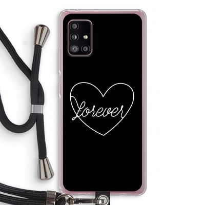Forever heart black: Samsung Galaxy A51 5G Transparant Hoesje met koord