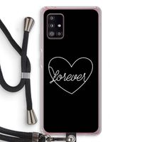Forever heart black: Samsung Galaxy A51 5G Transparant Hoesje met koord