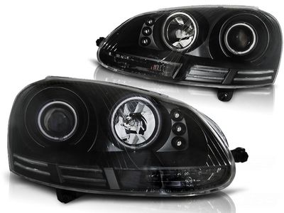Tuning-Tec Koplampen dual halo rims voor VW GOLF 5 10 03-09 ANGEL EYES CCFL ZWART