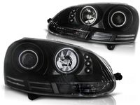 Tuning-Tec Koplampen dual halo rims voor VW GOLF 5 10 03-09 ANGEL EYES CCFL ZWART - thumbnail