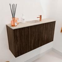 Toiletmeubel Mondiaz Joya Dlux | 80 cm | Meubelkleur Walnut | Faye wastafel Frappe Wasbak Midden | 1 kraangat