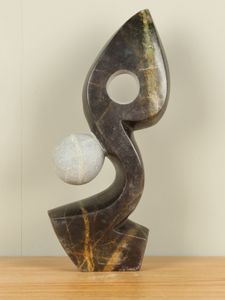 Zimbabwaans ornament Seahorse serpentijn, 33 cm