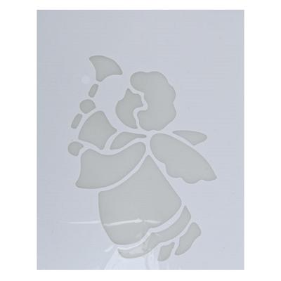 Kerst raamsjabloon engel met bel - wit - 35 cm - raamdecoratie - kerstversiering