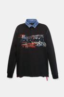 100% katoenen polo met lange mouwen - BLUE - M