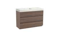 Storke Edge staand badmeubel 120 x 52 cm notenhout met Mata High asymmetrisch linkse wastafel in solid surface mat wit