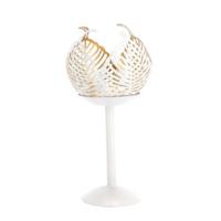 Theelichthouder op voet Leaf Lina crème/goud metaal 10x10x21cm