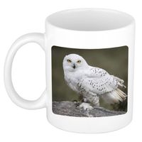 Foto mok sneeuwuil mok / beker 300 ml - Cadeau uilen liefhebber - feest mokken - thumbnail