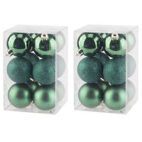 24x stuks kunststof kerstballen donkergroen 6 cm mat/glans/glitter - Kerstbal