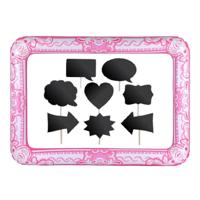 Foto prop set met frame 80 x 60 cm - krijtbordjes voor party teksten - 9-delig - photo booth
