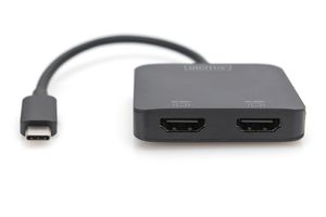 Digitus DS-45338 HDMI / USB-C Adapter [1x USB-C - 2x HDMI-bus] Zwart Geschikt voor HDMI, High Speed HDMI, Zonder laadbus, Ultra HD-HDMI