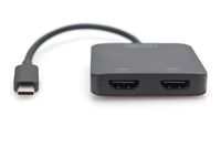 Digitus DS-45338 HDMI / USB-C Adapter [1x USB-C - 2x HDMI-bus] Zwart Geschikt voor HDMI, High Speed HDMI, Zonder laadbus, Ultra HD-HDMI - thumbnail