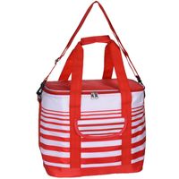 Koeltas draagtas schoudertas rood/wit gestreept 28 x 18 x 29 cm 12 liter   -
