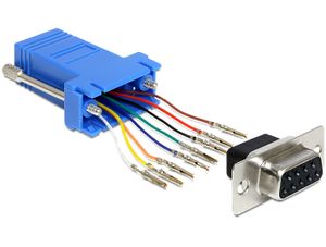 DeLOCK 65430 tussenstuk voor kabels Sub-D 9p RJ45 Zwart, Blauw, Zilver