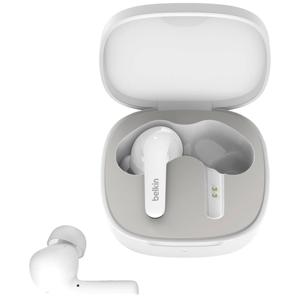 Belkin SoundForm Flow In Ear headset Bluetooth Wit Noise Cancelling Headset, Oplaadbox, Bestand tegen zweet
