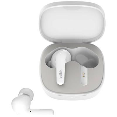 Belkin SoundForm Flow In Ear headset Bluetooth Wit Noise Cancelling Headset, Oplaadbox, Bestand tegen zweet