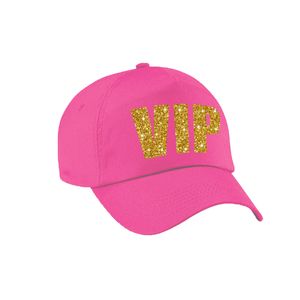 VIP pet /cap roze met gouden bedrukking volwassenen