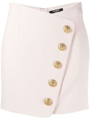 Balmain minijupe portefeuille à design asymétrique - Rose