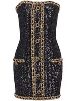 Balmain robe-bustier ornée de sequins à coupe courte - Noir