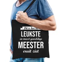 Leukste meester katoenen cadeau tas zwart voor heren