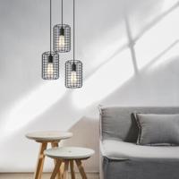 Home Sweet Home Hanglamp Netting 3 lichts - Zwart - 32x32x127cm