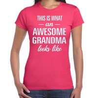 Awesome grandma / oma cadeau t-shirt roze dames