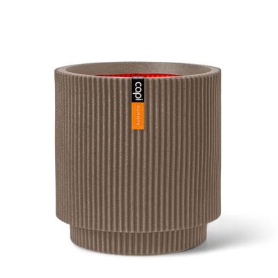 Vaas cilinder Groove NL 44x46 warm taupe bloempot - Capi europe