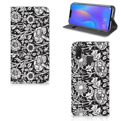 Huawei P Smart Plus Smart Cover Black Flowers Huawei P Smart Plus Smart Cover Black Flowers
