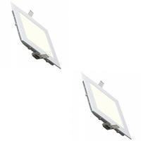 LED Downlight Vierkant 3W 2-Pack - Inbouw 4200K - Mat Wit Aluminium - 89mm