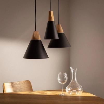 Hanglamp set modern &apos;Dust&apos; zwart hout modern E27 fitting modern 50 cm