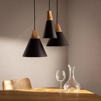 Hanglamp set modern &apos;Dust&apos; zwart hout modern E27 fitting modern 50 cm