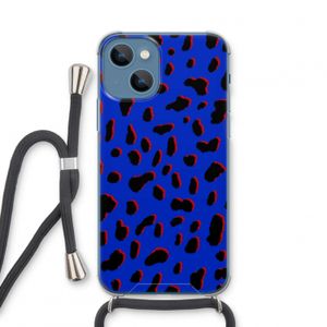 Blue Leopard: iPhone 13 mini Transparant Hoesje met koord