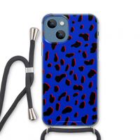 Blue Leopard: iPhone 13 mini Transparant Hoesje met koord