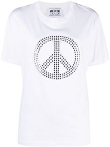 MOSCHINO JEANS t-shirt en coton à ornements en cristal - Blanc